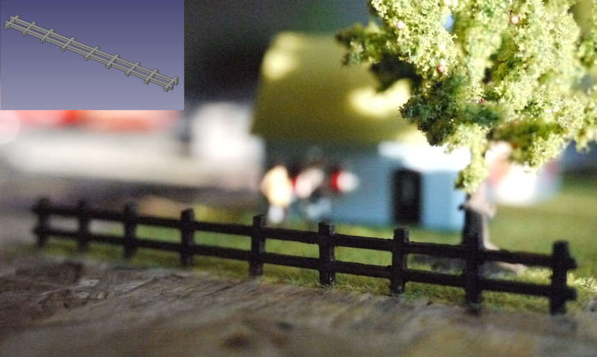 a 3d printed fence for a model railroad
